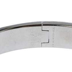 Pre Owned Hermès Clic H Coral Red Enamel Palladium Plated Narrow Bracelet PM