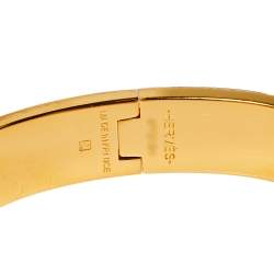 Pre Owned Hermès Clic H Black Enamel Gold Plated Narrow Bracelet PM