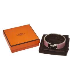 Pre Owned Hermes Clic Clac H Lilac Enamel Palladium Plated Bracelet