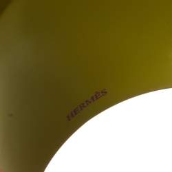 Pre Owned Hermès Fuchsia Pink & Lime Green Dune Bois Laqué Wide Bangle Bracelet S