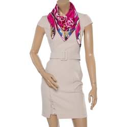 Pre Owned Hermes Pink Le Regard de L'Arctique Silk Square Scarf