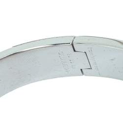 Pre Owned Hermès Clic H Sea Green Enamel Palladium Plated Narrow Bracelet PM