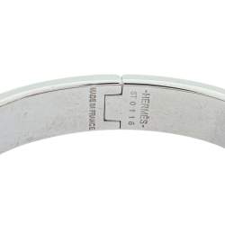 Pre Owned Hermès Clic H Blanc Enamel Palladium Plated Narrow Bracelet PM
