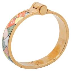 Pre Owned Hermès Romantique Bolduc au Carré Enamel Hinged Bracelet GM