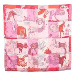 Pre Owned Hermes Pink Della Cavalleria Favolosa Silk Scarf