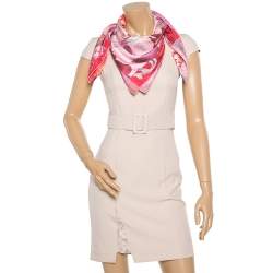 Pre Owned Hermes Pink Della Cavalleria Favolosa Silk Scarf