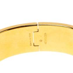 Pre Owned Hermès Clic Clac H Rouge Enamel Gold Plated Wide Bracelet PM