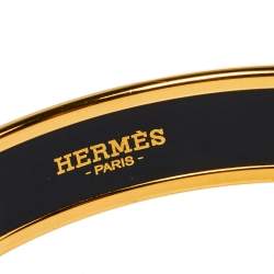 Pre Owned Hermès Yellow Enamel Gold Plated Caleche Bangle Bracelet