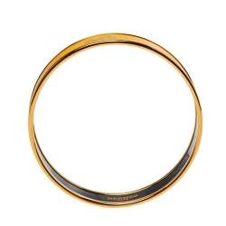 Pre Owned Hermès Yellow Enamel Gold Plated Caleche Bangle Bracelet