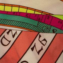 Pre Owned Hermes Multicolor Rose Corail Vert Fluo Astrologie Silk Twilly