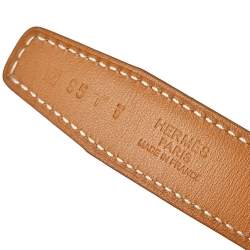 Hermes White/Gold Epsom and Swift Leather Reversible Belt Strap Size 95 CM