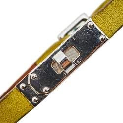Pre Owned Hermès Soufre Leather Micro Kelly Bracelet M