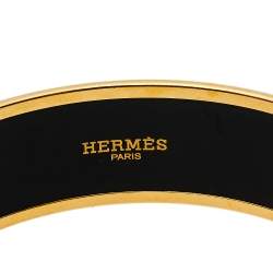 Pre Owned Hermès Multicolor Enamel Gold Plated Capitales Wide Bracelet
