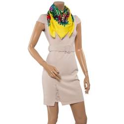 Pre Owned Hermès Yellow Heart of Life Printed Silk Square Scarf