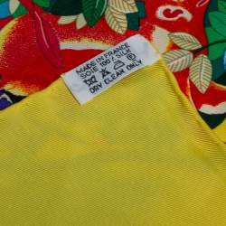 Pre Owned Hermès Yellow Heart of Life Printed Silk Square Scarf