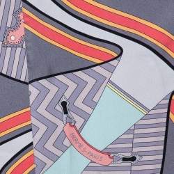 Pre Owned Hermes Grey Vert d'Eau Bouquets Sellier Printed Silk Bandeau