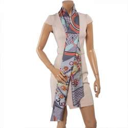 Pre Owned Hermes Grey Vert d'Eau Bouquets Sellier Printed Silk Bandeau