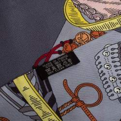 Pre Owned Hermes Grey Vert d'Eau Bouquets Sellier Printed Silk Bandeau