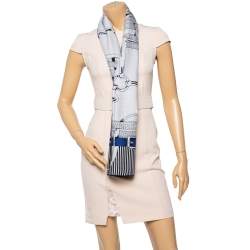 Pre Owned Hermes Grey & Blue Mors à Jouets Chemise Cashmere & Silk Shawl