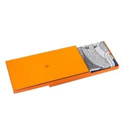 Pre Owned Hermes Grey & Blue Mors à Jouets Chemise Cashmere & Silk Shawl