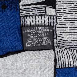 Pre Owned Hermes Grey & Blue Mors à Jouets Chemise Cashmere & Silk Shawl