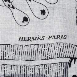 Pre Owned Hermes Grey & Blue Mors à Jouets Chemise Cashmere & Silk Shawl