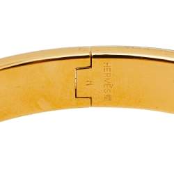 Pre Owned Hermes Gold Plated Nacre Enamel Clic H Narrow Bracelet PM