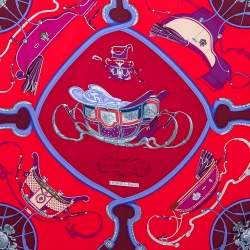 Pre Owned Hermes Red & Maroon Springs Silk Square Scarf