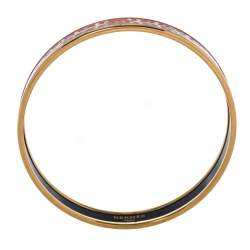 Pre Owned Hermès Orange Printed Enamel Gold Plated Bangle Bracelet