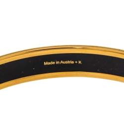 Pre Owned Hermès Orange Printed Enamel Gold Plated Bangle Bracelet