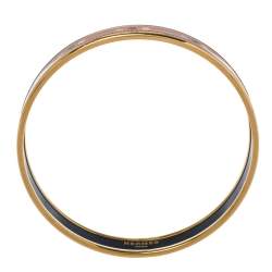 Pre Owned Hermès Orange Printed Enamel Gold Plated Bangle Bracelet