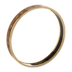 Pre Owned Hermès Orange Printed Enamel Gold Plated Bangle Bracelet