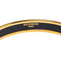 Pre Owned Hermès Orange Printed Enamel Gold Plated Bangle Bracelet