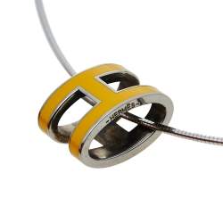 Pre Owned Hermès Pop H Yellow Lacquer Pendant Sterling Silver Necklace
