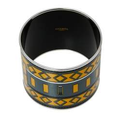 Pre Owned Hermès Bicolor Collier De Chien Print Enamel Mega Wide Bracelet