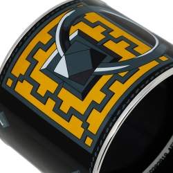Pre Owned Hermès Bicolor Collier De Chien Print Enamel Mega Wide Bracelet