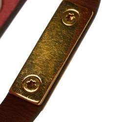 Pre Owned Hermès Micro Rivale Swift Leather Gold Plated Bracelet S