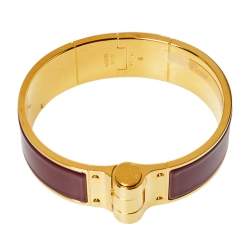 Pre Owned Hermès Charniere Rouge de Chine Gold Plated Hinged Bracelet L