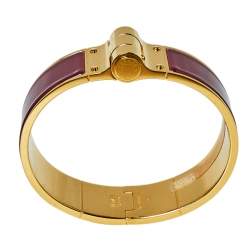Pre Owned Hermès Charniere Rouge de Chine Gold Plated Hinged Bracelet L