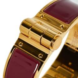 Pre Owned Hermès Charniere Rouge de Chine Gold Plated Hinged Bracelet L