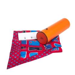 Pre Owned Hermès Red & Blue Camails Silk Maxi Twilly