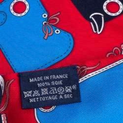 Pre Owned Hermès Red & Blue Camails Silk Maxi Twilly