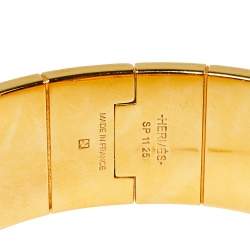 Pre Owned Hermes Charniere Gold Plated Black Enamel Uni Wide Hinged Bracelet S