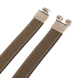 Pre Owned Hermes Taupe Grey Epsom & Swift Leather Charniere Adjustable Belt