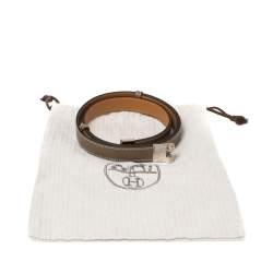 Pre Owned Hermes Taupe Grey Epsom & Swift Leather Charniere Adjustable Belt