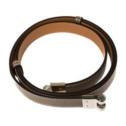 Pre Owned Hermes Taupe Grey Epsom & Swift Leather Charniere Adjustable Belt