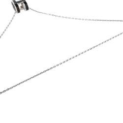 Pre Owned Hermès Black Lacquer Palladium Plated Pop H Pendant Necklace