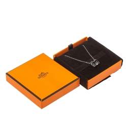 Pre Owned Hermès Black Lacquer Palladium Plated Pop H Pendant Necklace