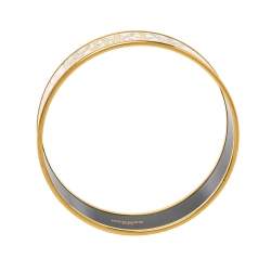 Pre Owned Hermes Balcons du Guadalquivir White Enamel Gold Plated Bangle