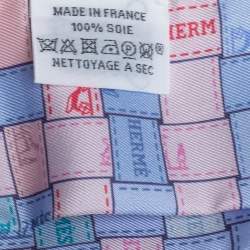 Pre Owned Hermes Light Blue & Pink Bolduc au Carre Silk Twilly